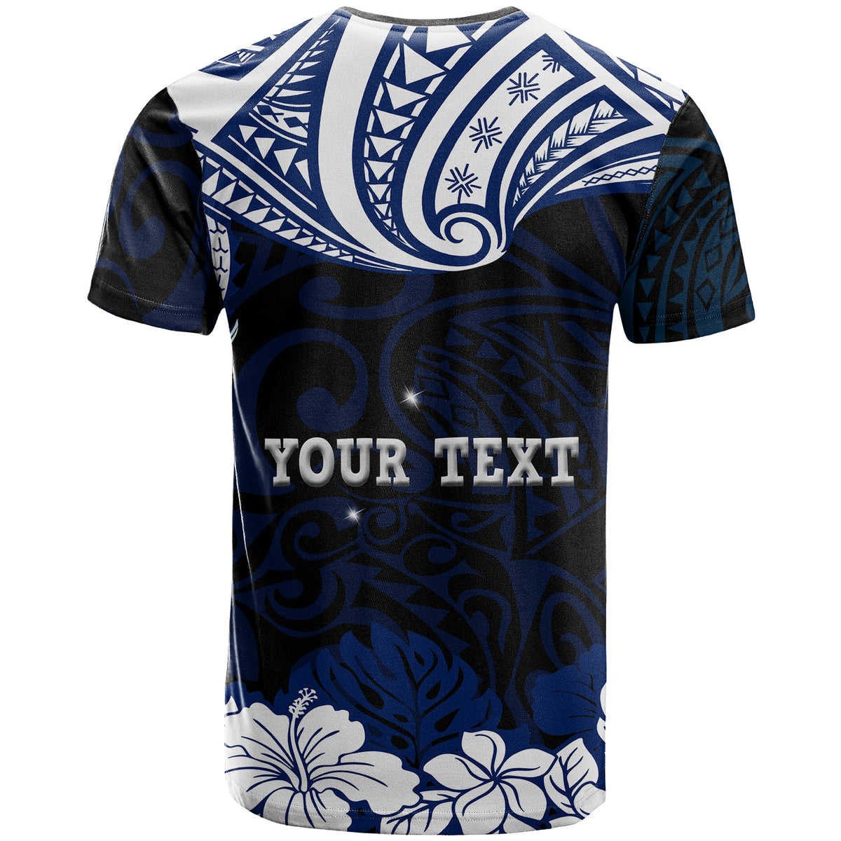 (My Queen 21) Hawaii Custom T Shirt Hibicus Flowers and Polynesian Pattern Blue RLT14 - Polynesian Pride