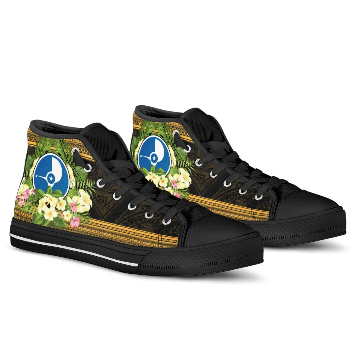 Yap State High Top Shoes - Polynesian Gold Patterns Collection - Polynesian Pride