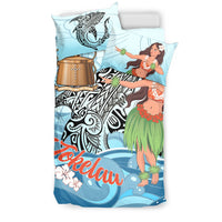 Tokelau Bedding Set - Polynesian Girls With Shark - Polynesian Pride