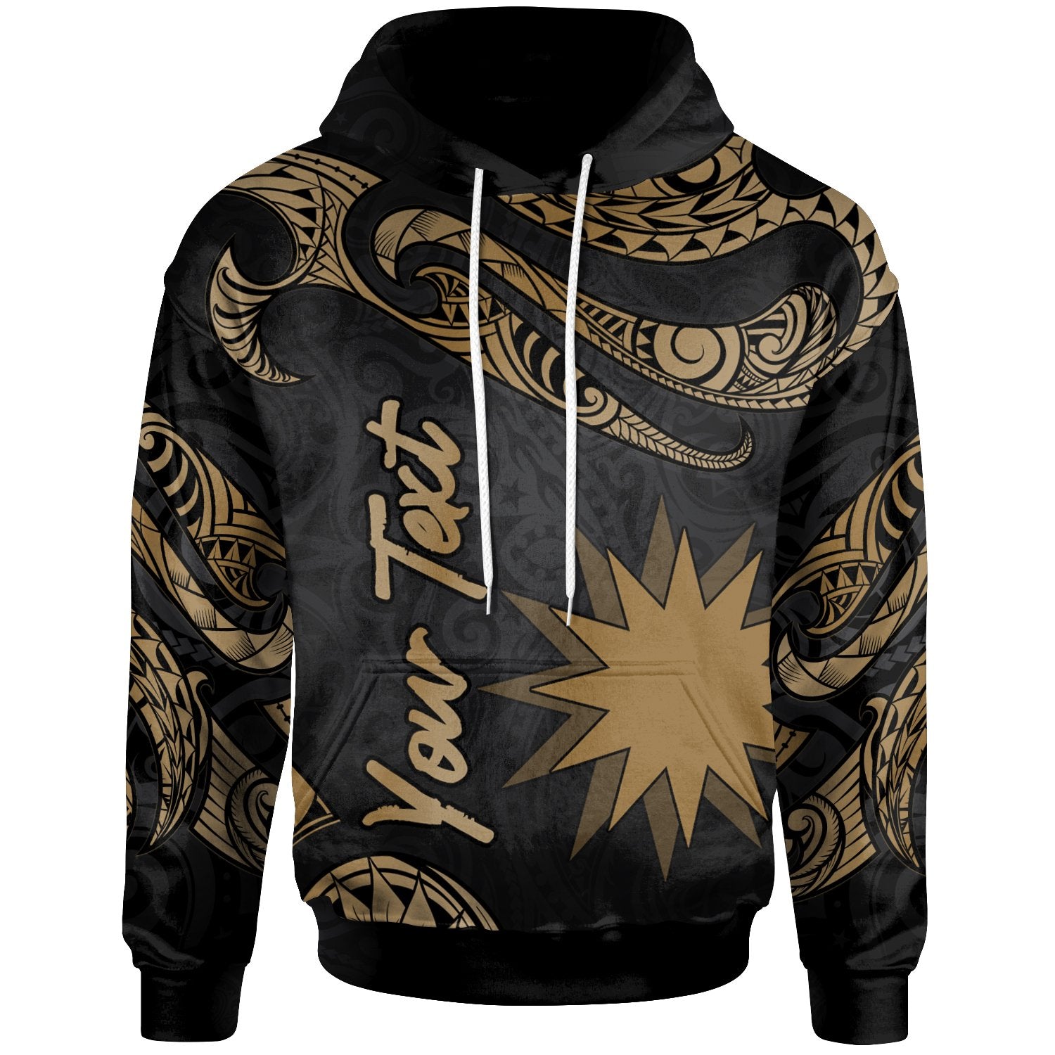 Nauru Polynesian Custom Hoodie Polynesian Tattoo Gold Version Unisex Gold - Polynesian Pride