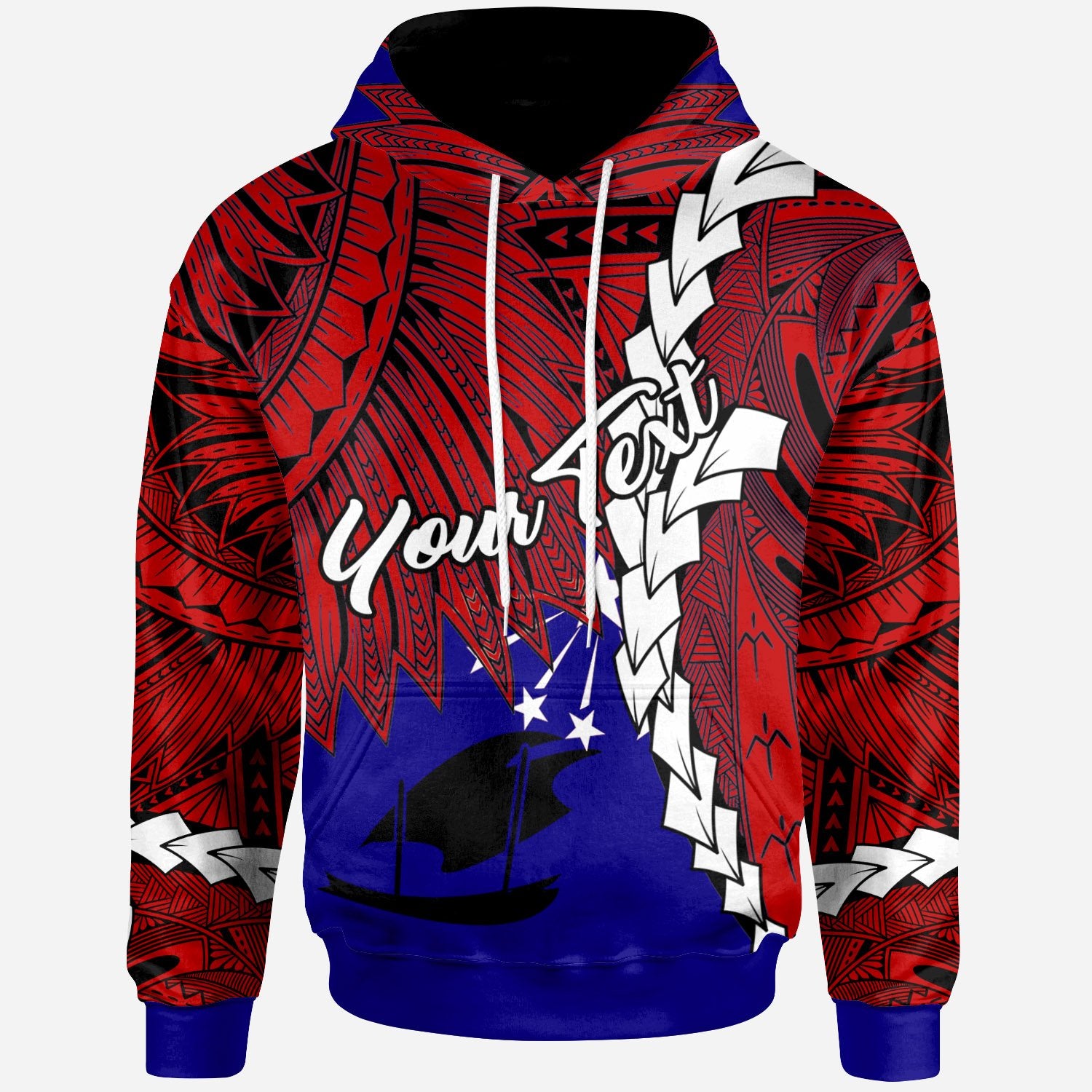 Papua New Guinea Central Province Polynesian Custom Hoodie Tribal Wave Tattoo Unisex Blue - Polynesian Pride