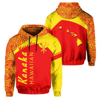 Kanaka Polynesian Mauna Kea Hoodie Vera Style Unisex Orange - Polynesian Pride