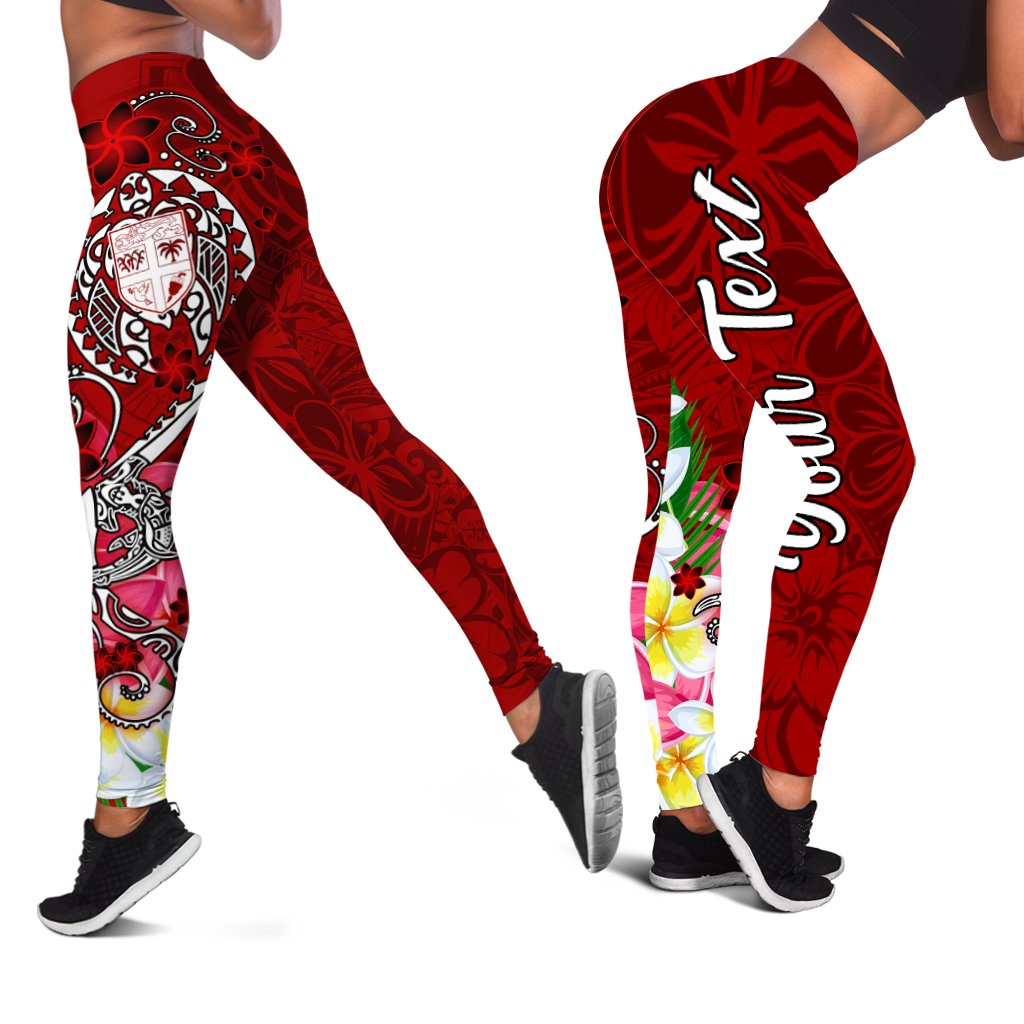 Fiji Custom Personalised Legging - Turtle Plumeria (Red) Red - Polynesian Pride