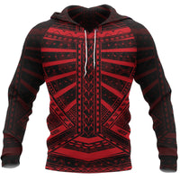 Polynesian Tattoo All Over Hoodie Red Unisex Red - Polynesian Pride