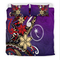 Chuuk Bedding Set - Tribal Flower With Special Turtles Purple Color - Polynesian Pride
