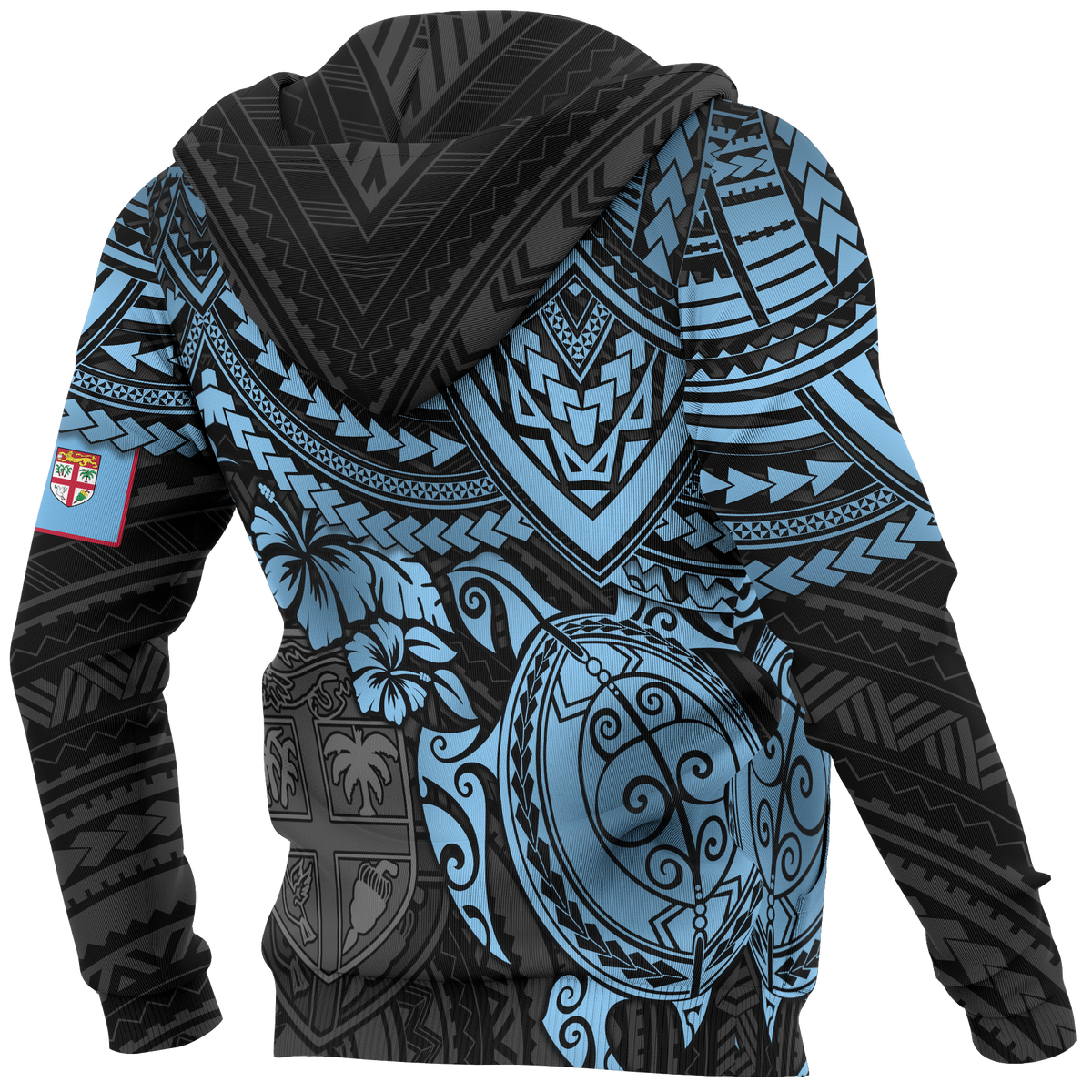 Fiji Polynesian Hoodie (Zip up) Blue Turtle - Polynesian Pride