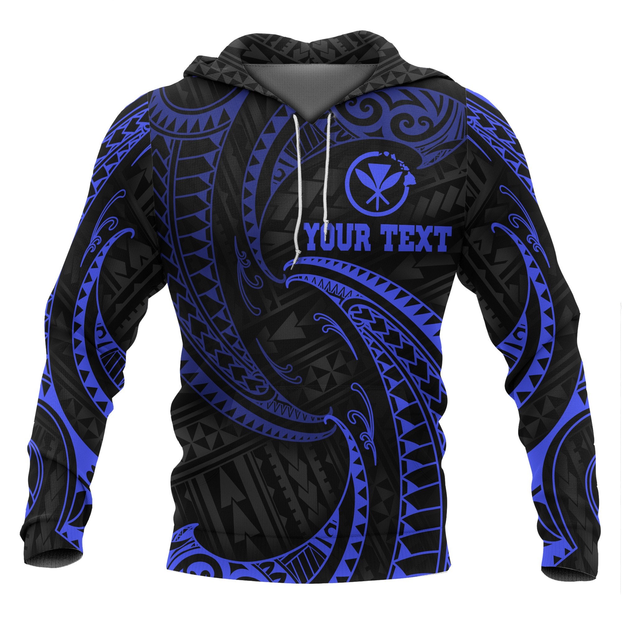 Hawaii Polynesian Custom Hoodie Blue Tribal Wave Unisex Blue - Polynesian Pride