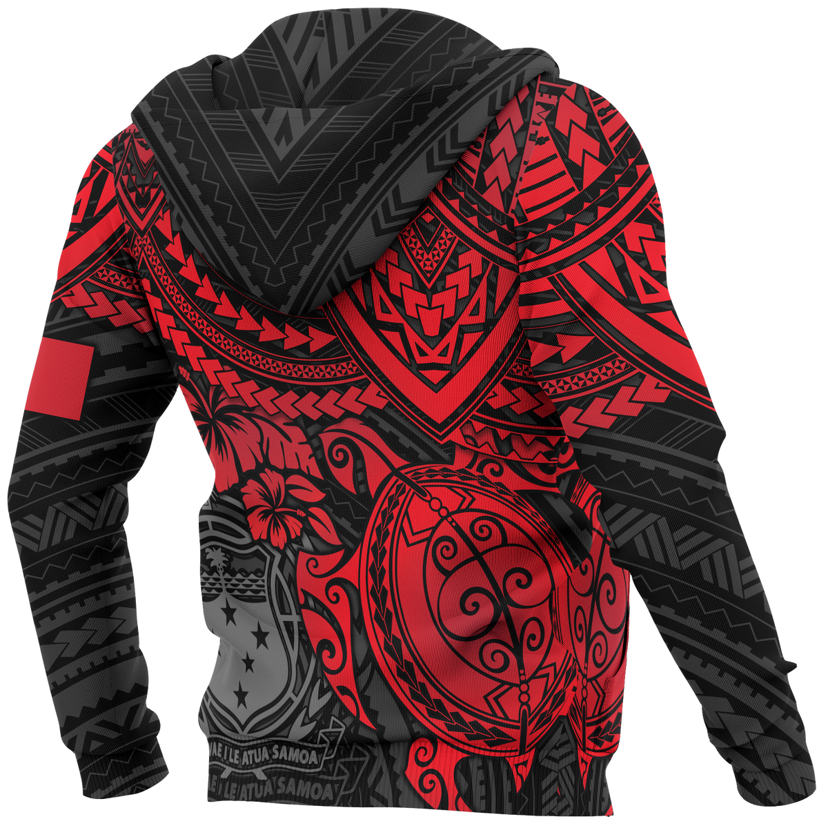 Samoa Polynesian Hoodie (Zip up) Red Turtle - Polynesian Pride