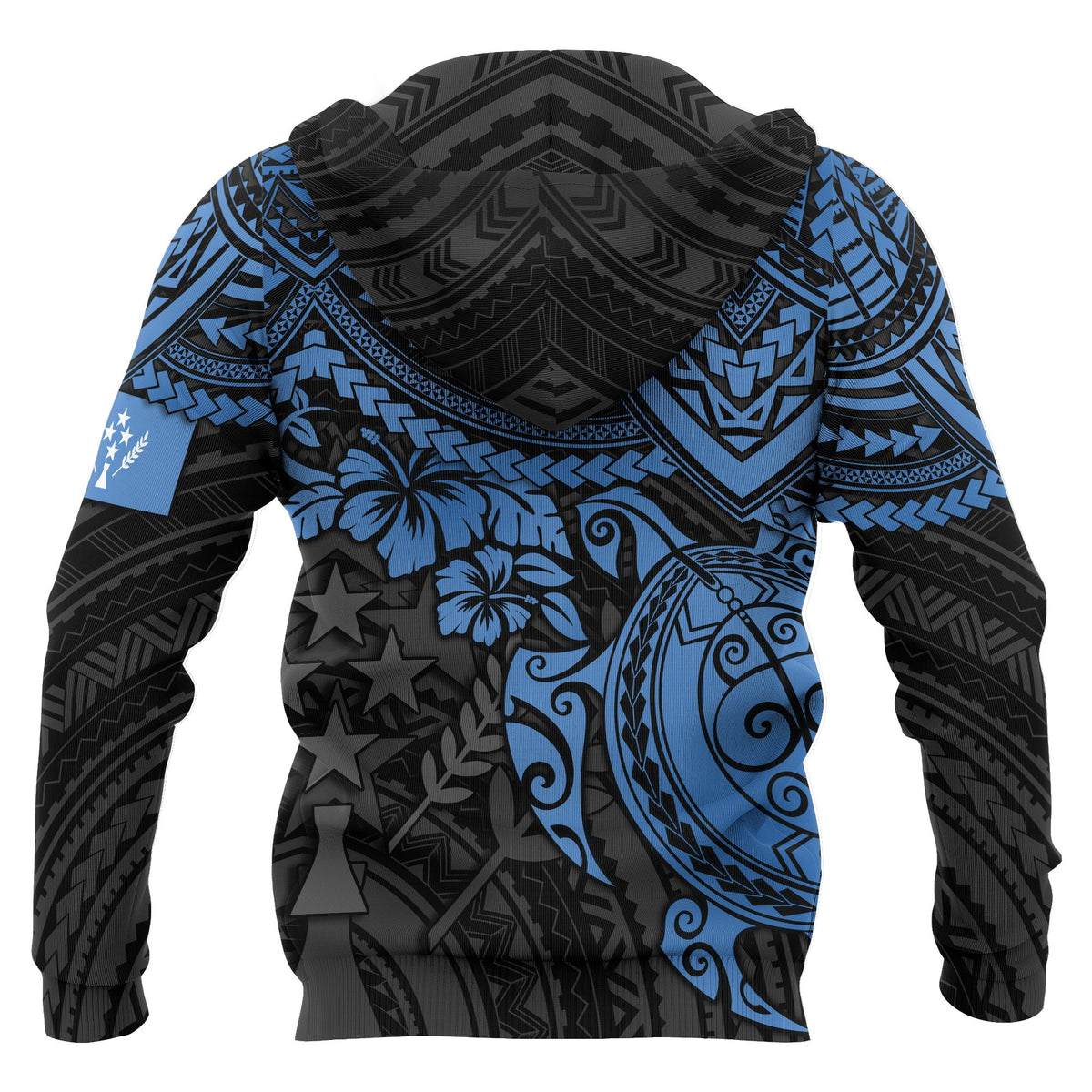 Kosrae Polynesian Zip up Hoodie Blue Turtle - Polynesian Pride