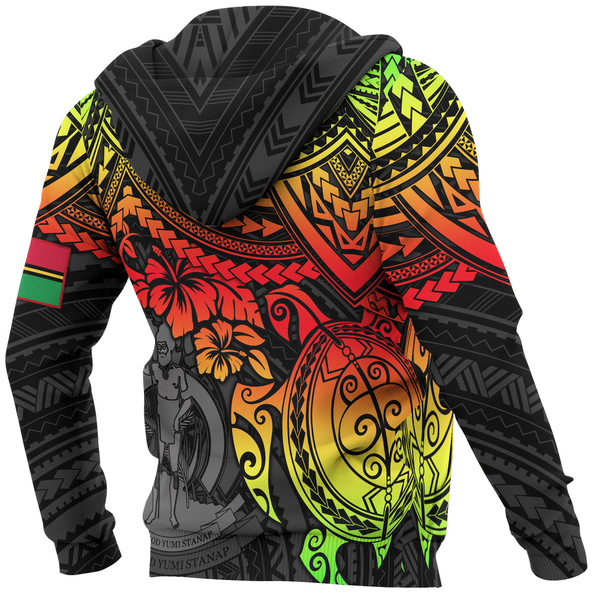 Vanuatu Polynesian Zip up Hoodie Reggae Turtle - Polynesian Pride