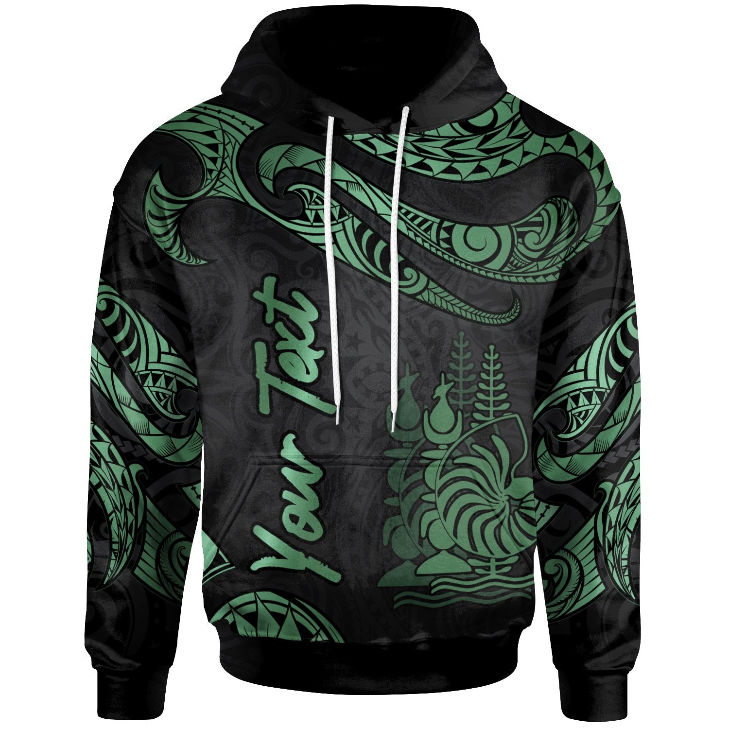 New Caledonia Polynesian Custom Hoodie Polynesian Tattoo Green Version Unisex Green - Polynesian Pride