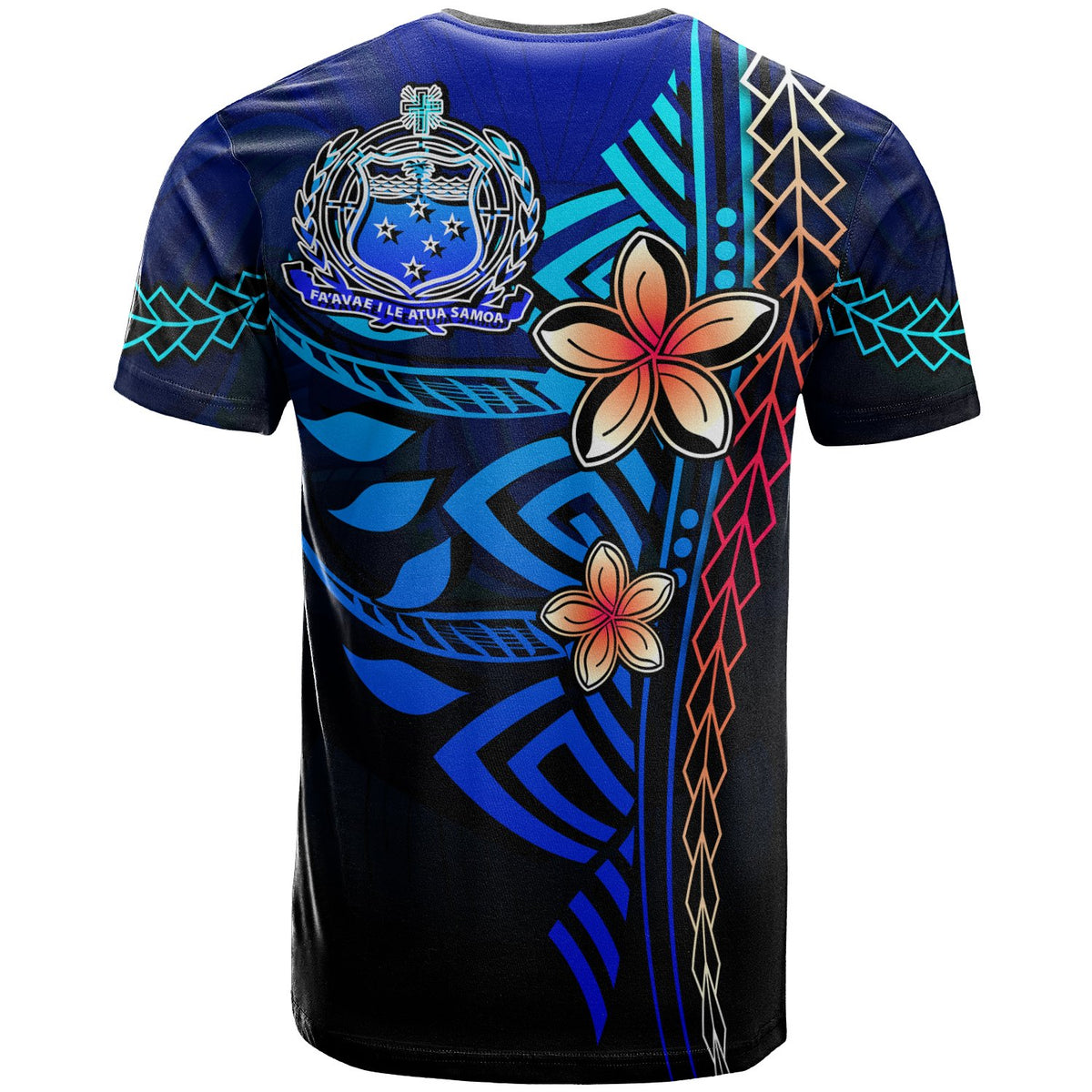 Samoa Polynesian T Shirt Blue Vintage Tribal Mountain - Polynesian Pride