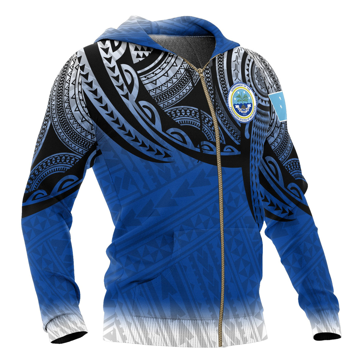 Federated States of Micronesia Zip up Hoodie Tattoo Pattern - Polynesian Pride