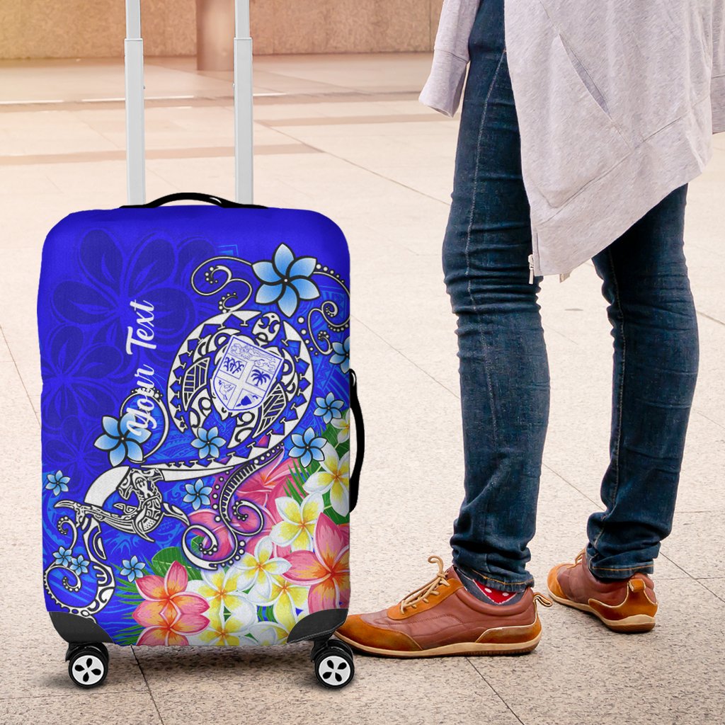 Fiji Custom Personalised Luggage Covers - Turtle Plumeria (Blue) - Polynesian Pride