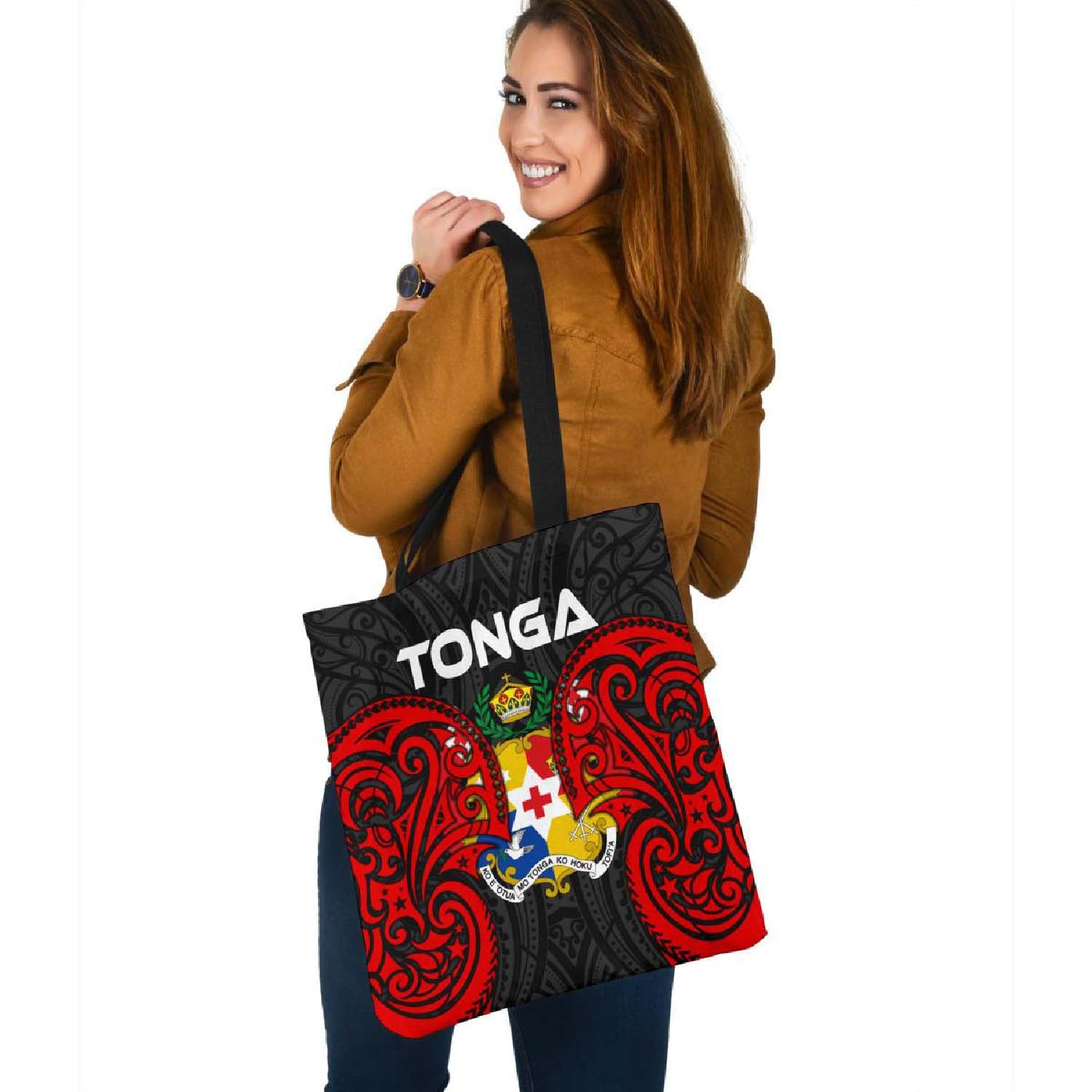 Tonga Polynesian Tote Bag - Tongan Spirit Tote Bag One Size Red - Polynesian Pride