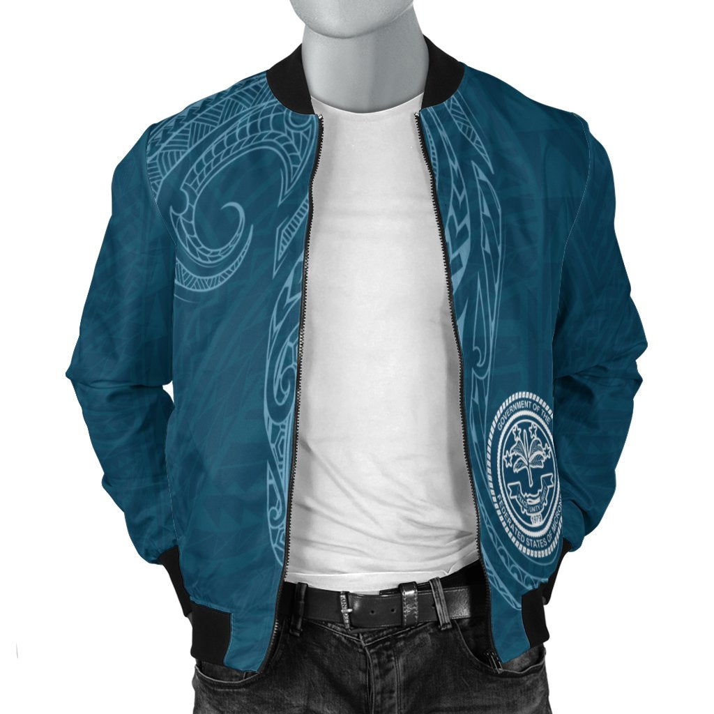 Federated States of Micronesia Men's Bomber Jacket - Polynesian Style Blue - Polynesian Pride