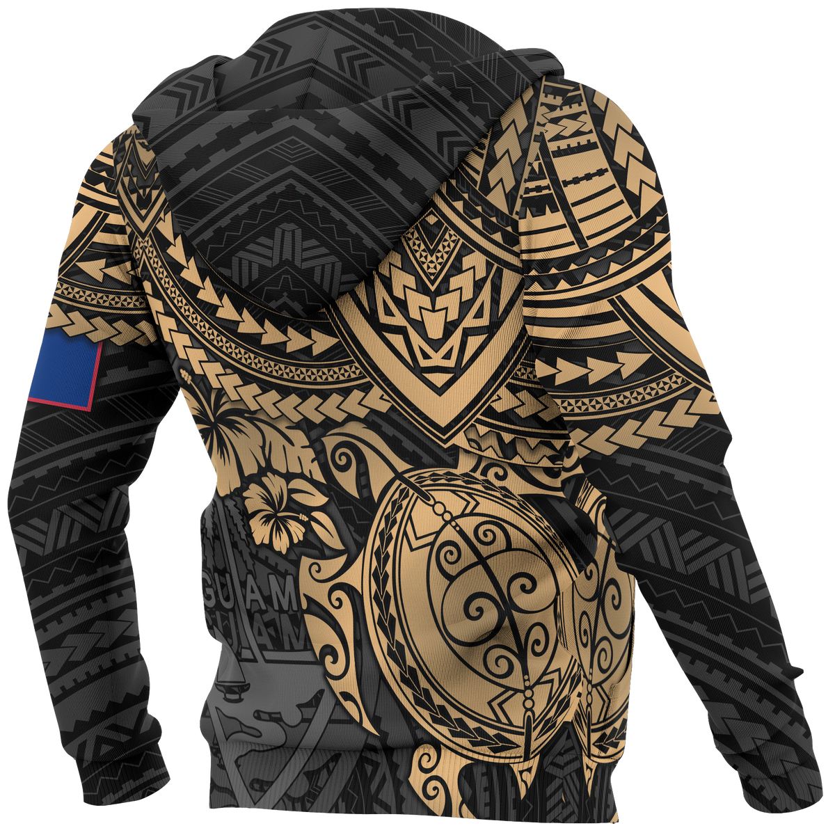Guam Polynesian Hoodie Golden Turtle - Polynesian Pride