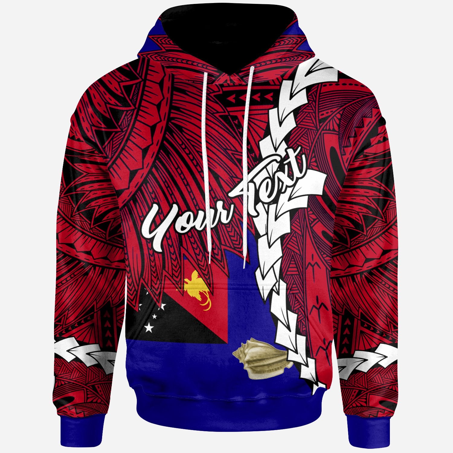 Papua New Guinea West New Britain Province Polynesian Custom Hoodie Tribal Wave Tattoo Unisex Red - Polynesian Pride