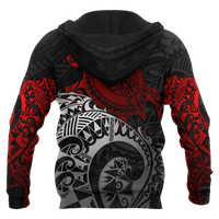 American Samoa Polynesian Hoodie (Zip up) Polynesian Turtle (Red) - Polynesian Pride