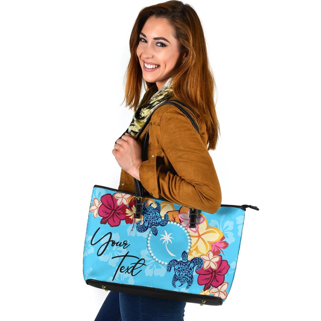 Chuuk Custom Personalised Leather Tote - Tropical Style Blue - Polynesian Pride