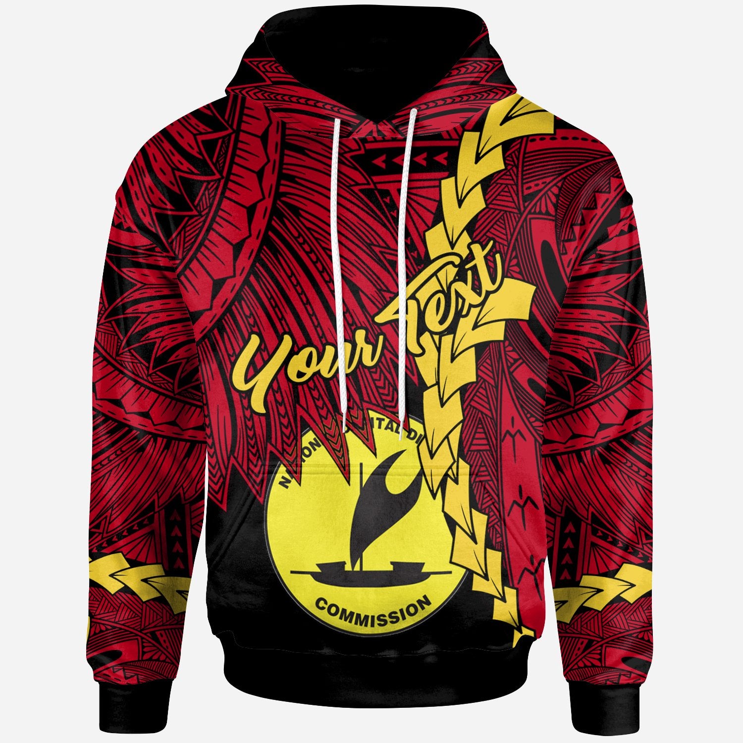 Papua New Guinea National Capital District Province Polynesian Custom Hoodie Tribal Wave Tattoo Unisex Red - Polynesian Pride