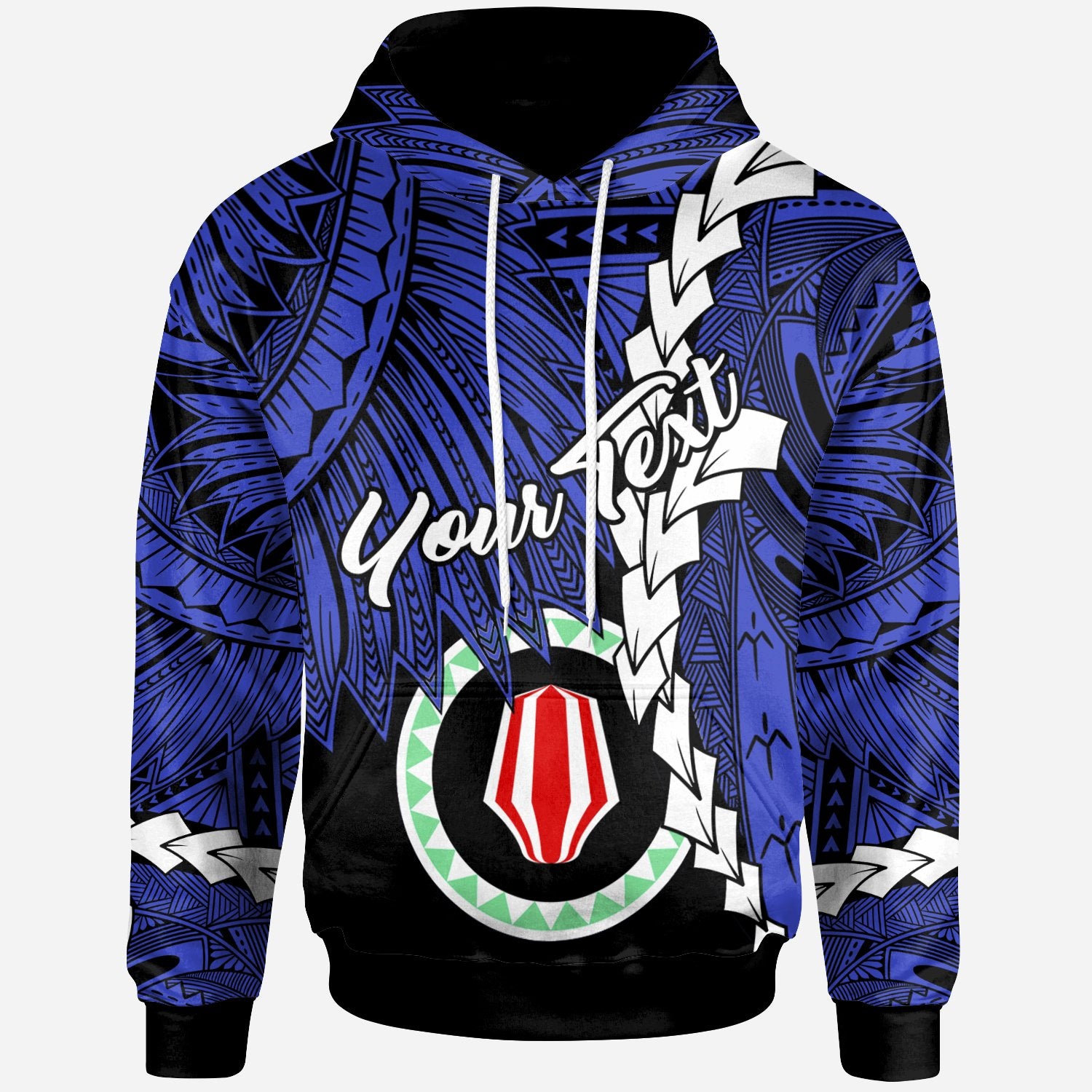 Papua New Guinea Autonomous Region of Bougainville Province Polynesian Custom Hoodie Tribal Wave Tattoo Unisex Blue - Polynesian Pride