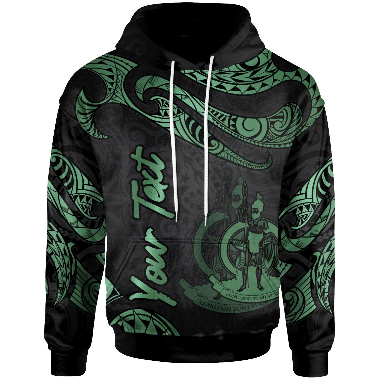 Vanuatu Polynesian Custom Hoodie Polynesian Tattoo Green Version Unisex Green - Polynesian Pride