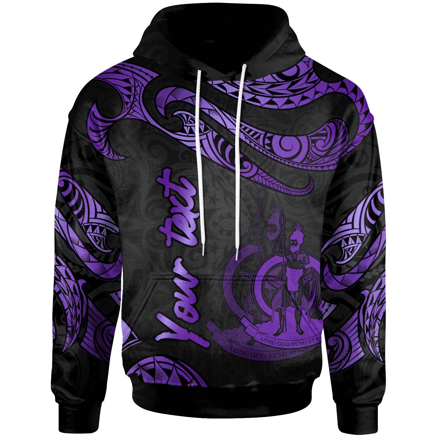 Vanuatu Polynesian Custom Hoodie Polynesian Tattoo Purple Version Unisex Purple - Polynesian Pride