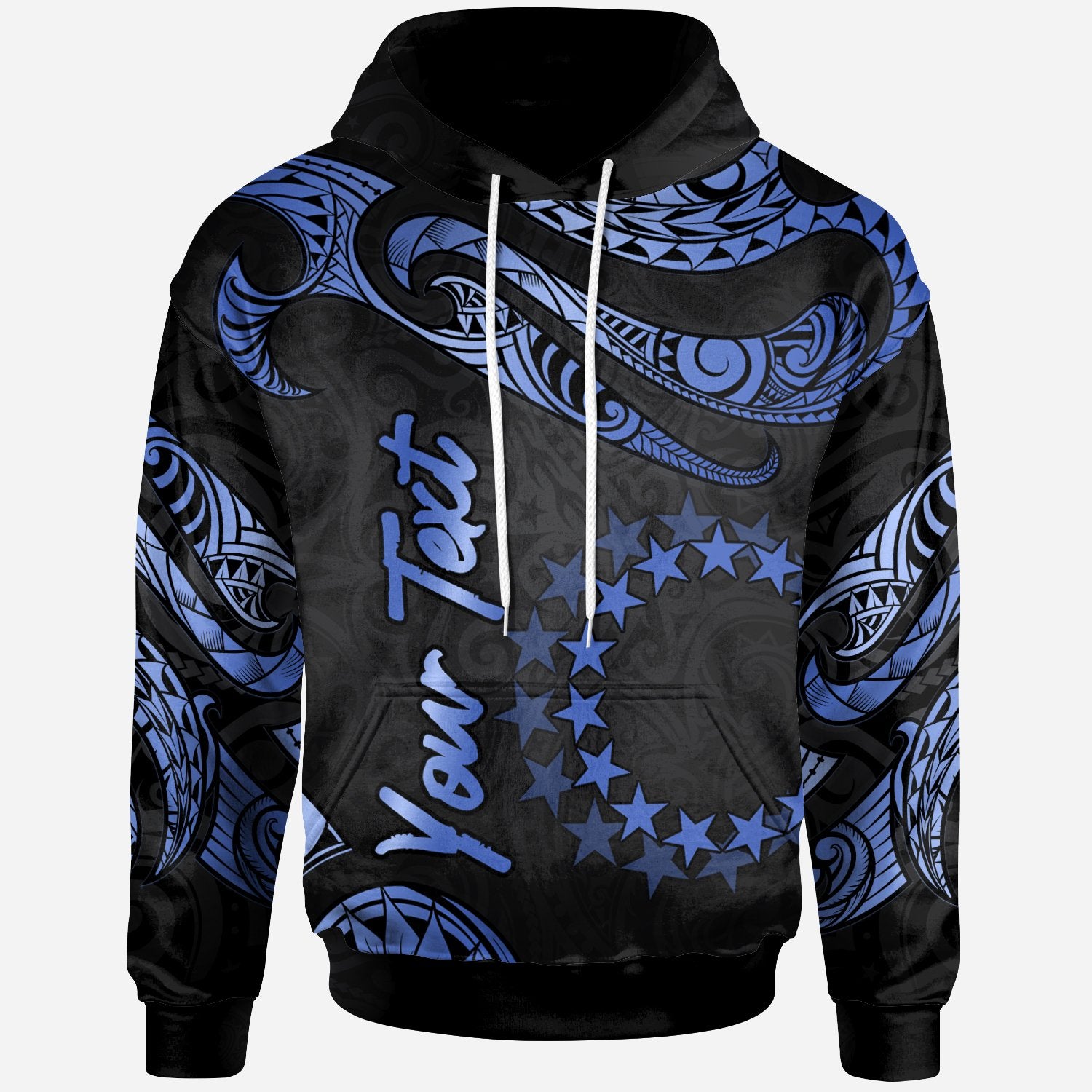 Cook Islands Polynesian Custom Hoodie Polynesian Tattoo Blue Version Unisex Blue - Polynesian Pride