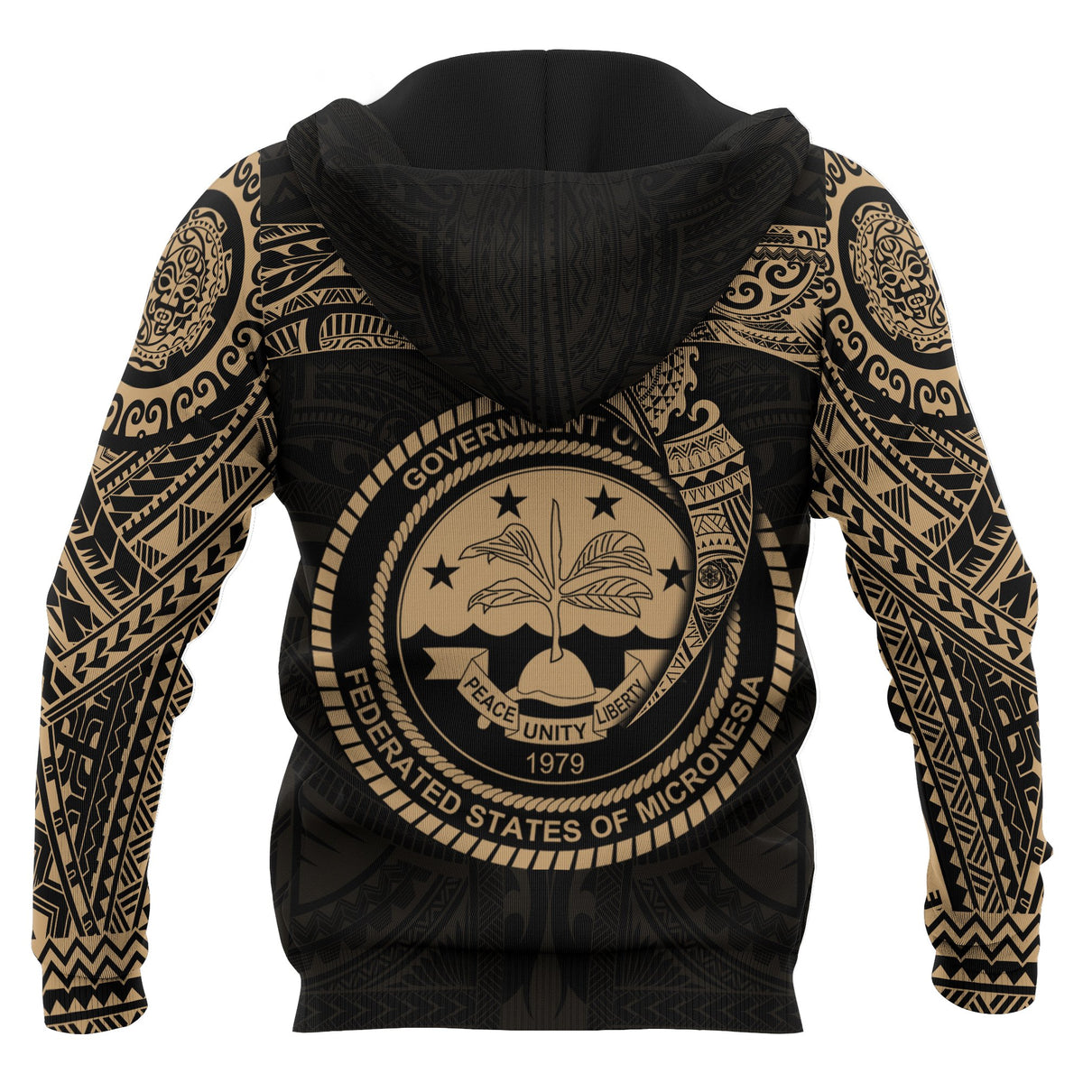 Federated States of Micronesia Hoodie Gold Heart Shield - Polynesian Pride