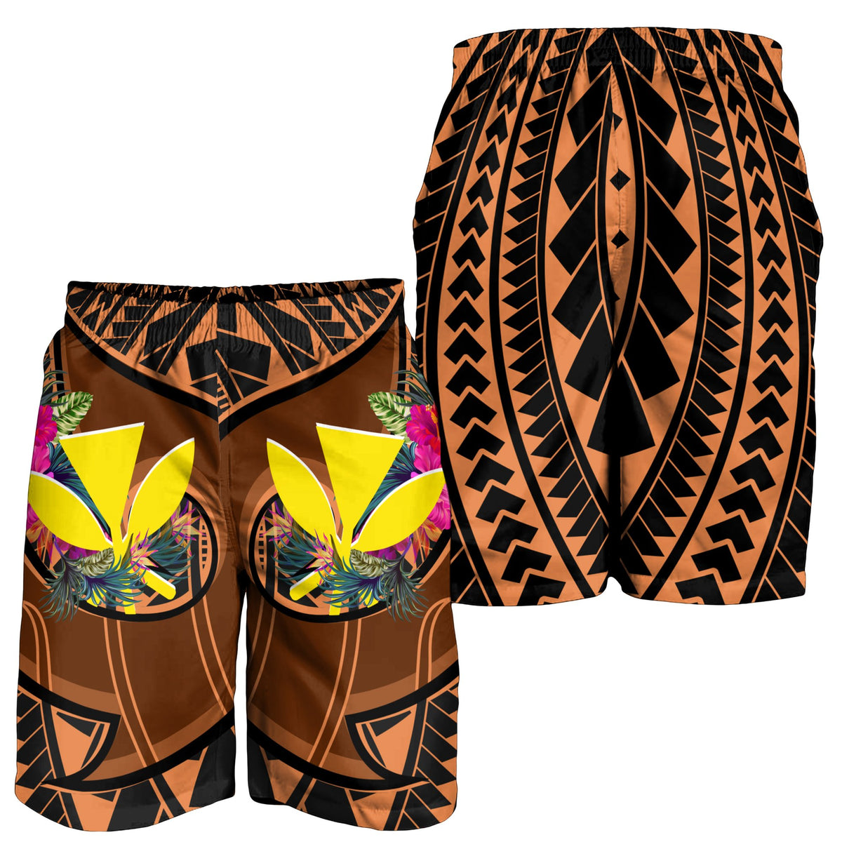 Hawaii Kanaka Maoli Men's Short - Polynesian Hook And Hibiscus - Polynesian Pride