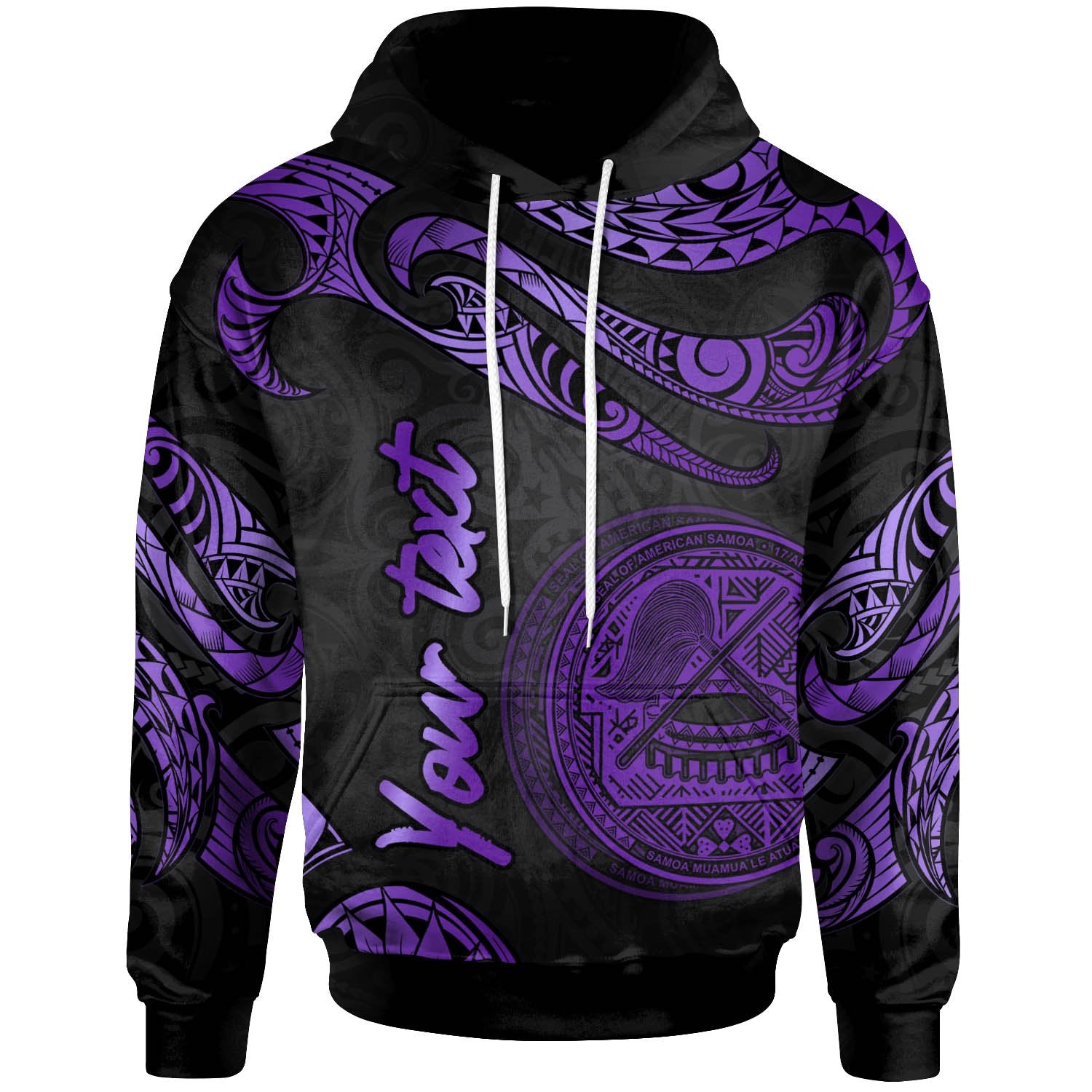 American Samoa Polynesian Custom Hoodie Polynesian Tattoo Purple Version Unisex Purple - Polynesian Pride