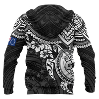 Cook Islands Polynesian Zip up Hoodie White Turtle - Polynesian Pride