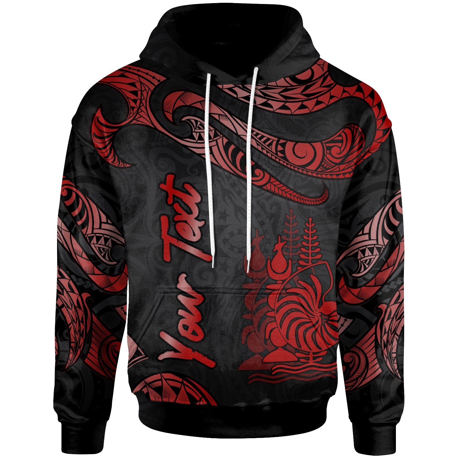 New Caledonia Polynesian Custom Hoodie Polynesian Tattoo Red Version Unisex Red - Polynesian Pride