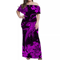 Hawaii Matching Dress and Hawaiian Shirt Polynesia Purple Shark LT13 - Polynesian Pride