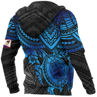 American Samoa Polynesian Hoodie (Zip up) Blue Turtle - Polynesian Pride