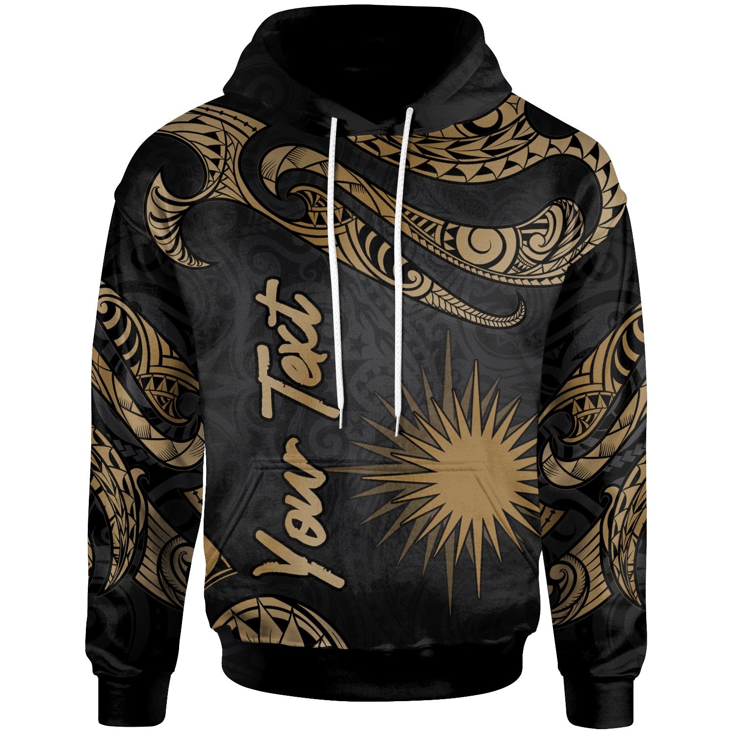 Marshall Islands Polynesian Custom Hoodie Polynesian Tattoo Gold Version Unisex Gold - Polynesian Pride