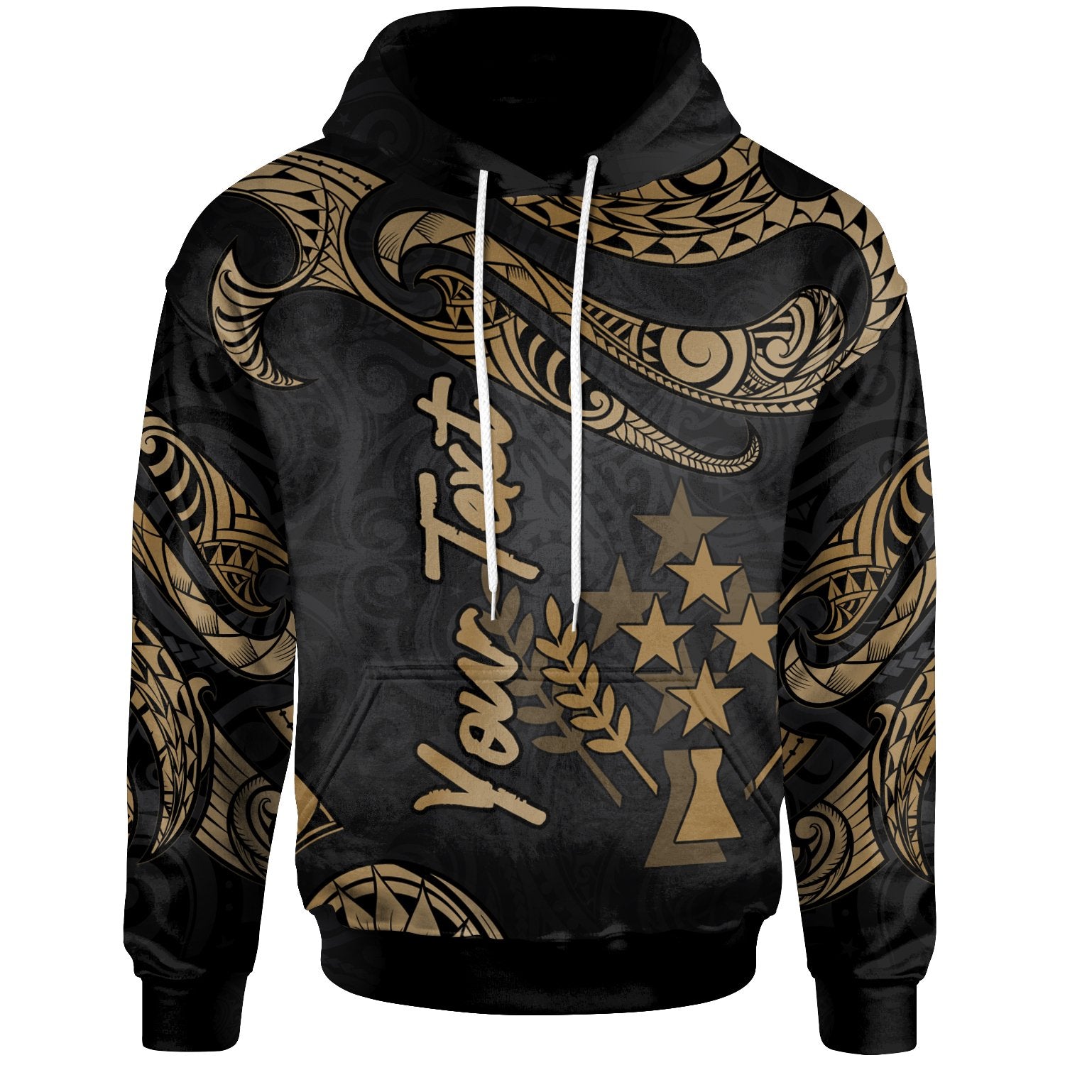 Kosrae Micronesia Custom Hoodie Polynesian Tattoo Gold Version Unisex Gold - Polynesian Pride