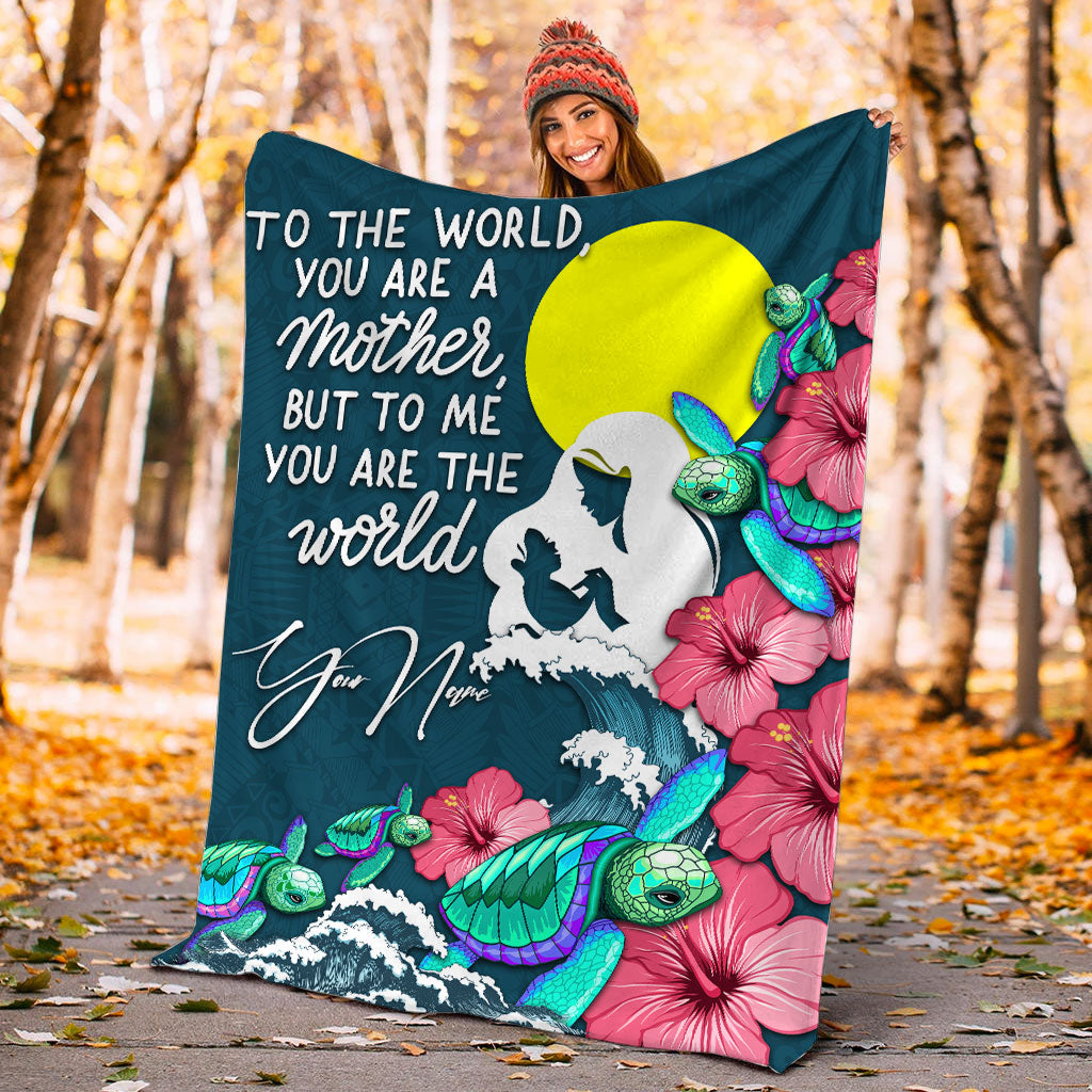 (Custom Personalised) Palau Mothers Day With Green Turtle Blanket - LT12 - Polynesian Pride