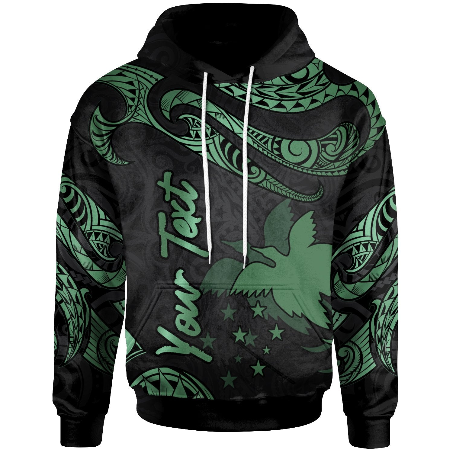 Papua New Guinea Polynesian Custom Hoodie Polynesian Tattoo Green Version Unisex Green - Polynesian Pride