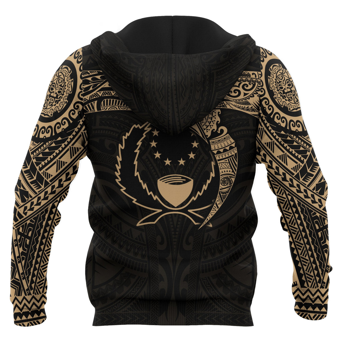 Pohnpei Micronesian Zip up Hoodie Gold Heart Shield - Polynesian Pride