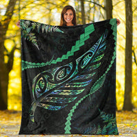 New Zealand Paua Shell Silver Fern Premium Blanket - Polynesian Pride