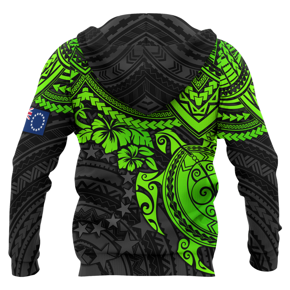 Cook Islands Polynesian Zip up Hoodie Green Turtle - Polynesian Pride