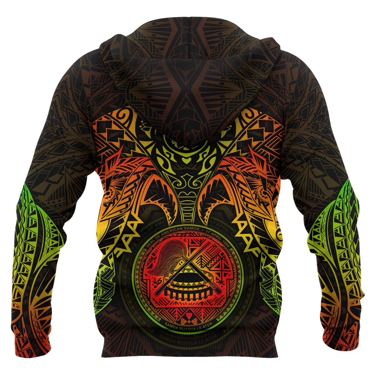 American Samoa Polynesian Hoodie Reggae Turtle Manta Ray - Polynesian Pride