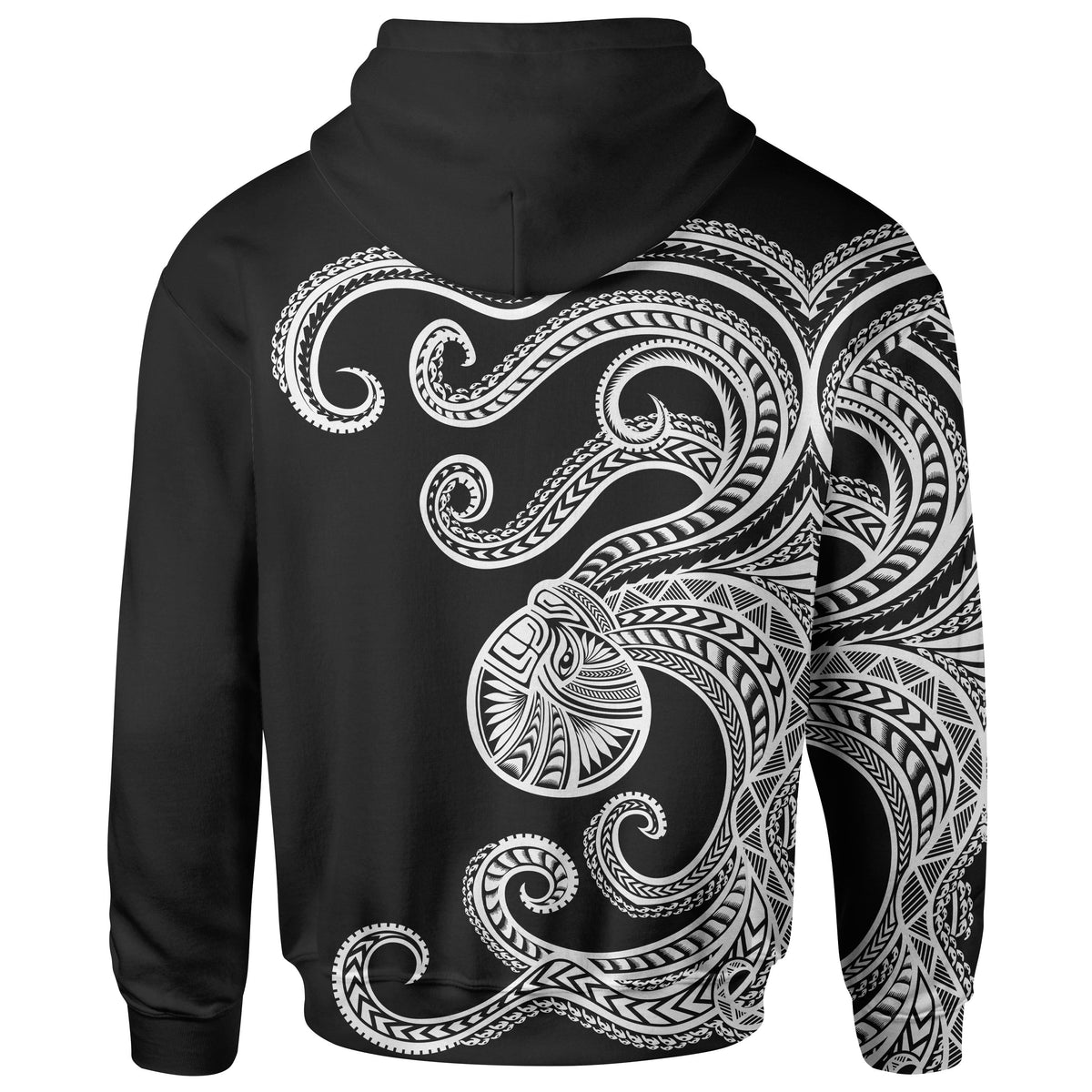 Polynesian Octopus Hoodie Black Color - Polynesian Pride