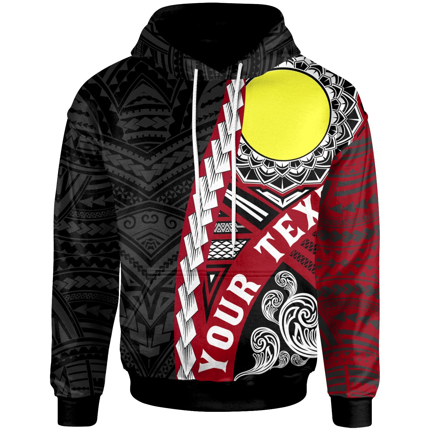 Palau Polynesian Custom Hoodie Wave Tattoo Unisex Black - Polynesian Pride