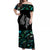 New Zealand Maori Off Shoulder Long Dress Aotearoa Mix Silver Fern Paua Shell Ver.02 LT13 Women Black - Polynesian Pride