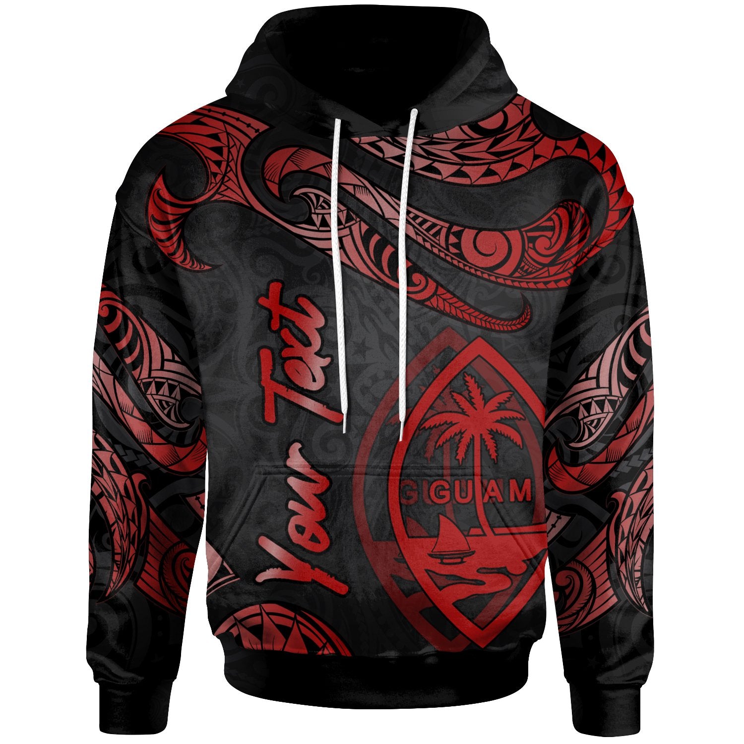 Guam Polynesian Custom Hoodie Polynesian Tattoo Red Version Unisex Red - Polynesian Pride