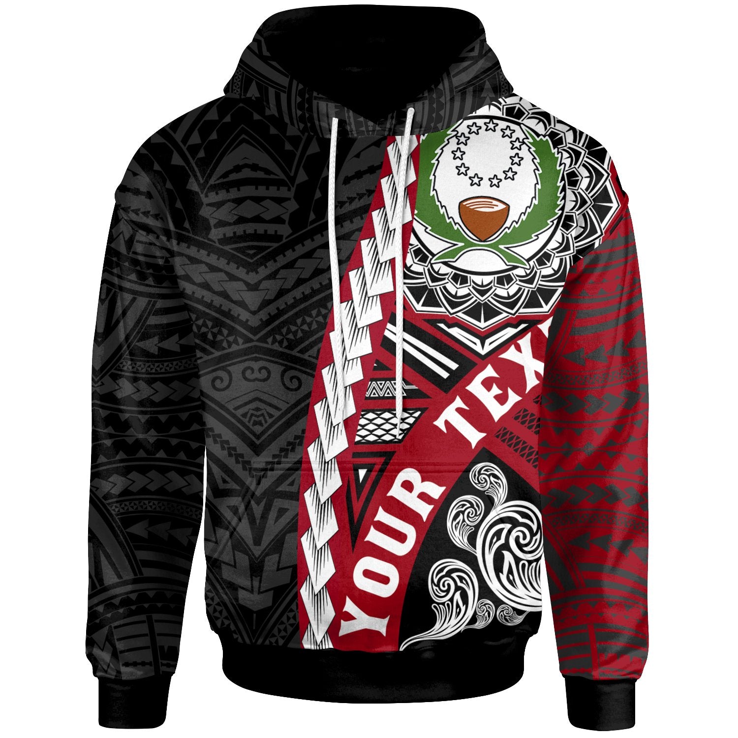 Pohnpei Micronesia Polynesian Custom Hoodie Wave Tattoo Unisex Black - Polynesian Pride