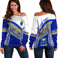 (Custom Personalised) Natabua High School Fiji Off Shoulder Sweater - NHS Polynesian LT13 Women Blue - Polynesian Pride